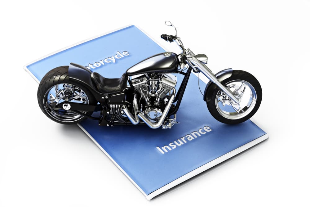 3D rendering illustrating motorcycle insurance coverage concept.